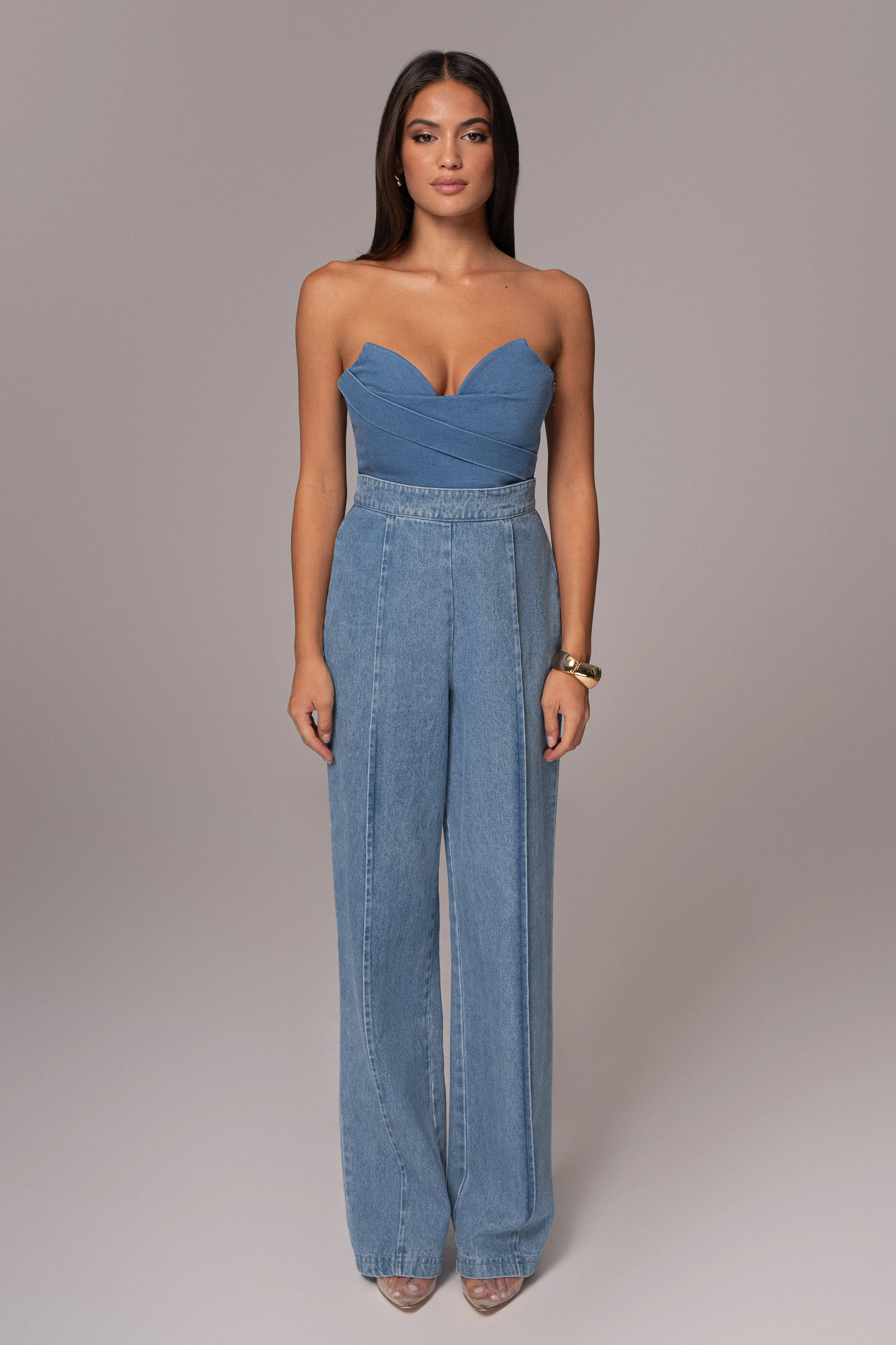 Medium Wash Teyana Denim Bustier