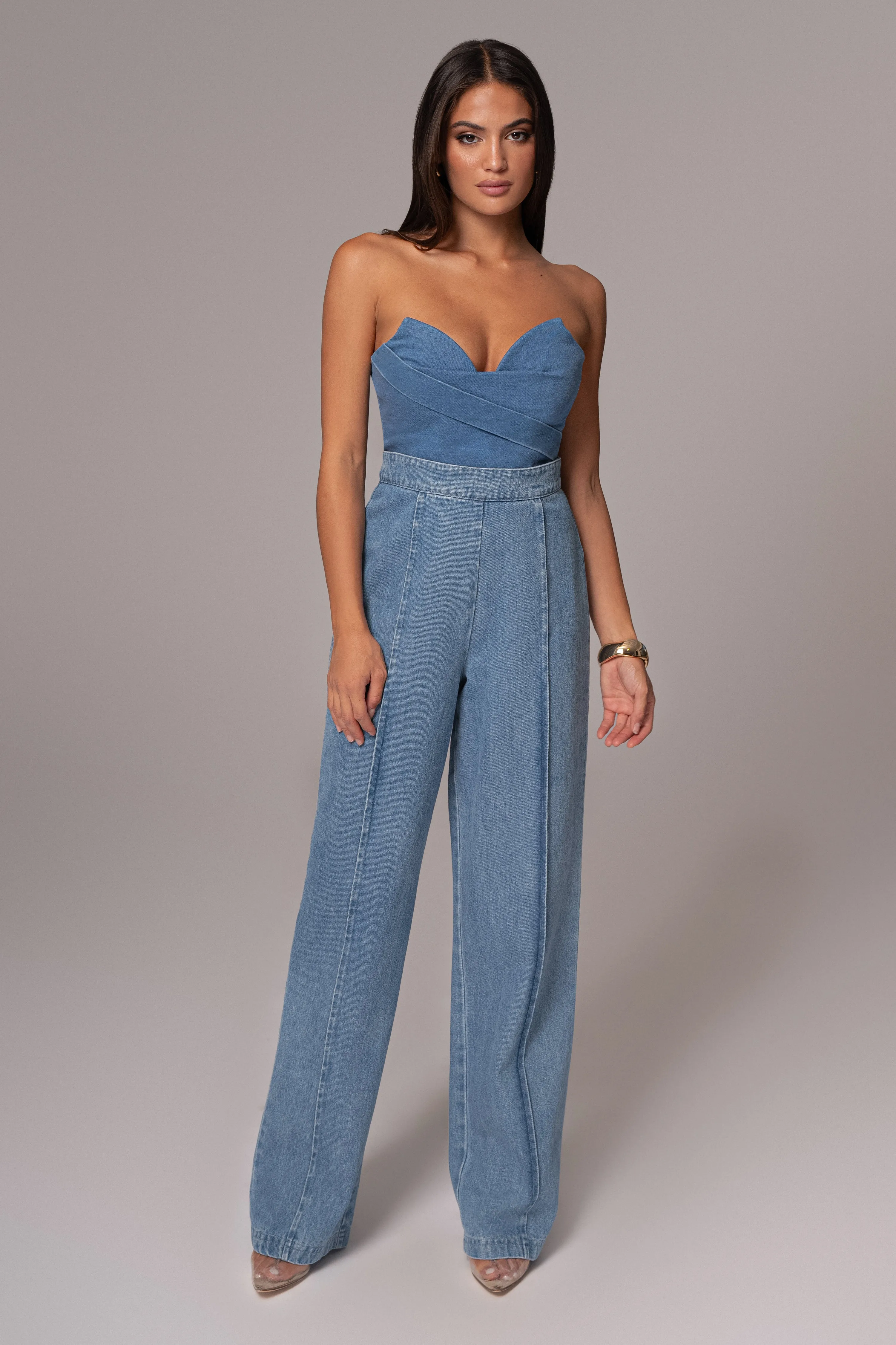 Medium Wash Teyana Denim Bustier