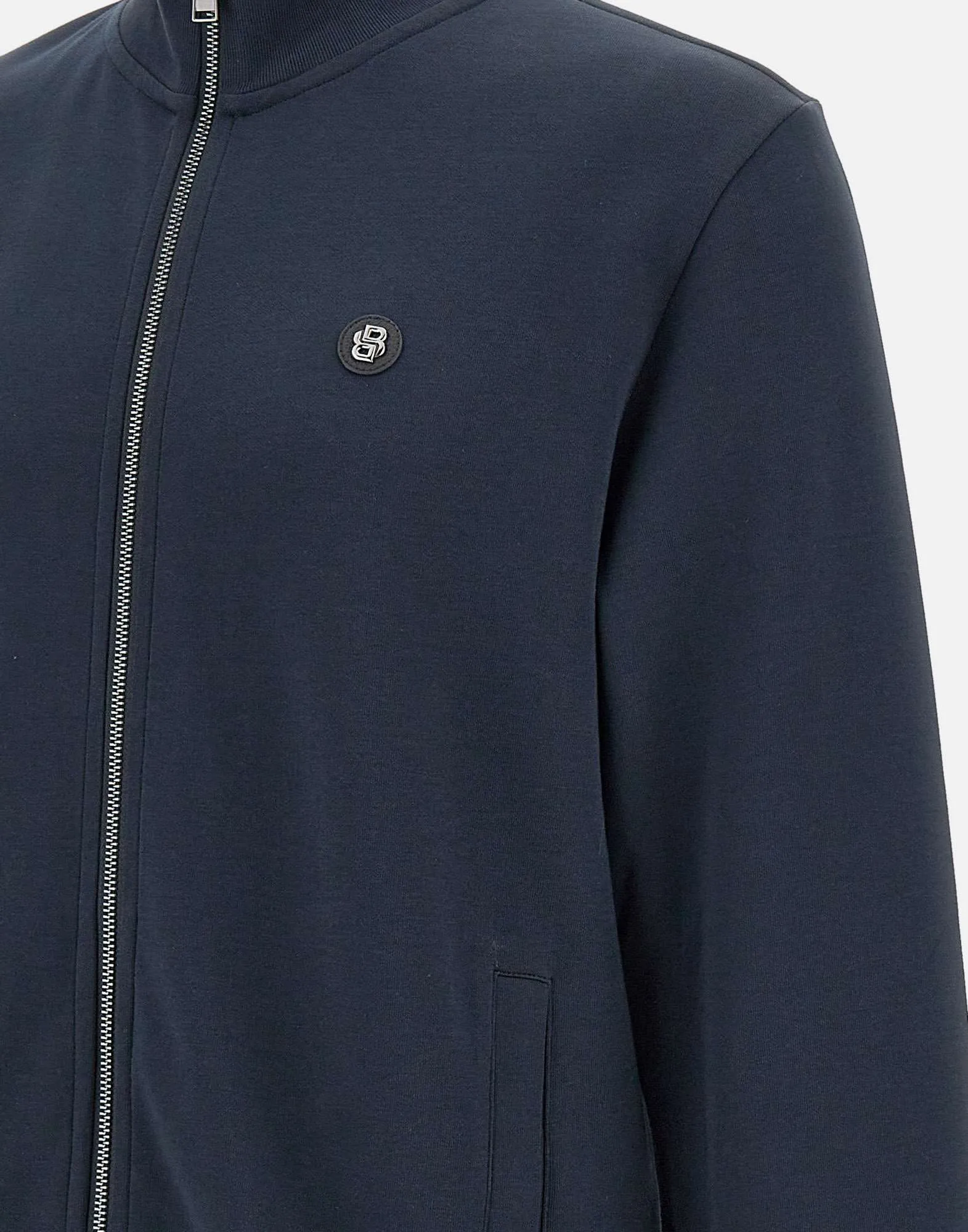 Men's Blue Cotton Zip Sweatshirt