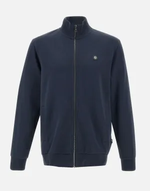 Men's Blue Cotton Zip Sweatshirt