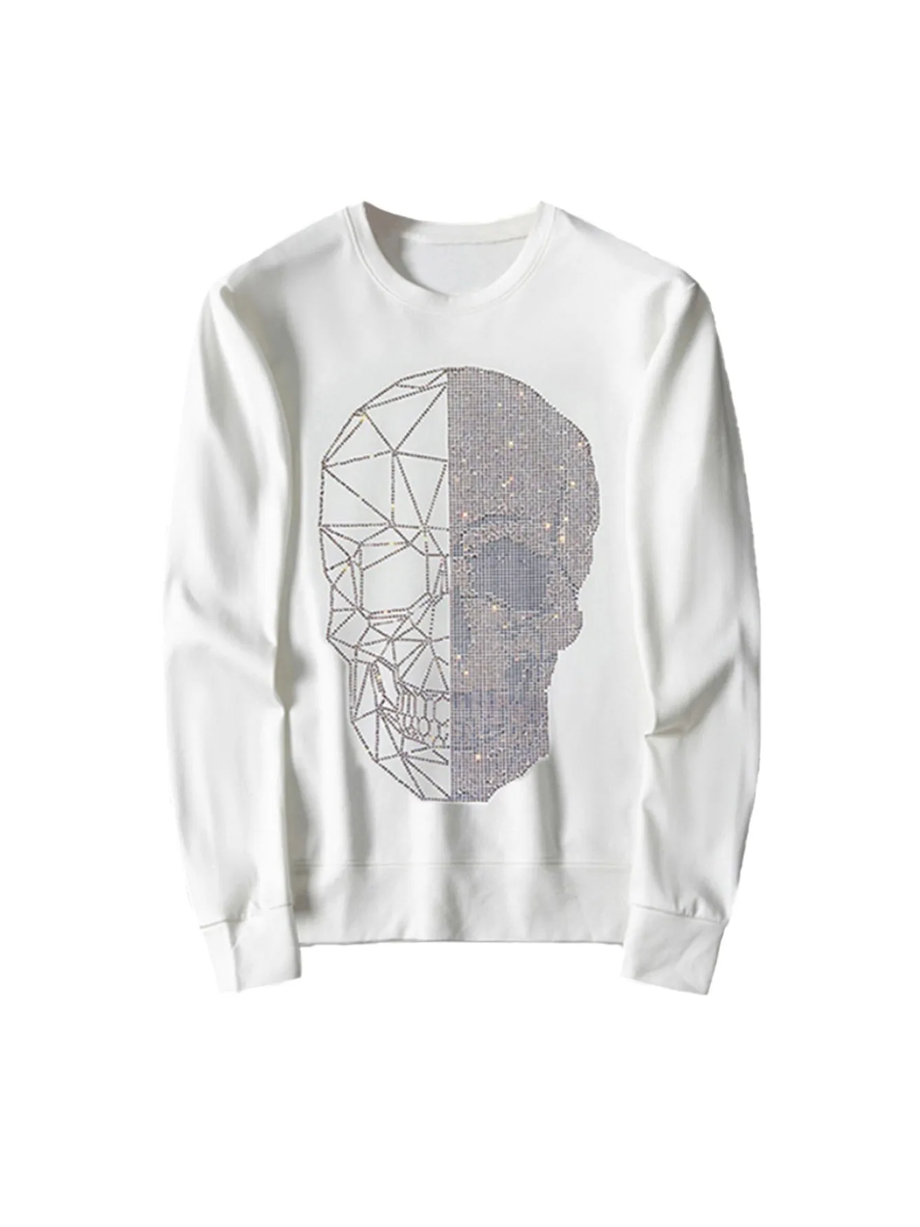 Men's Hip Hop Rhinestone Graphic Crewneck Pullover Sweatshirt