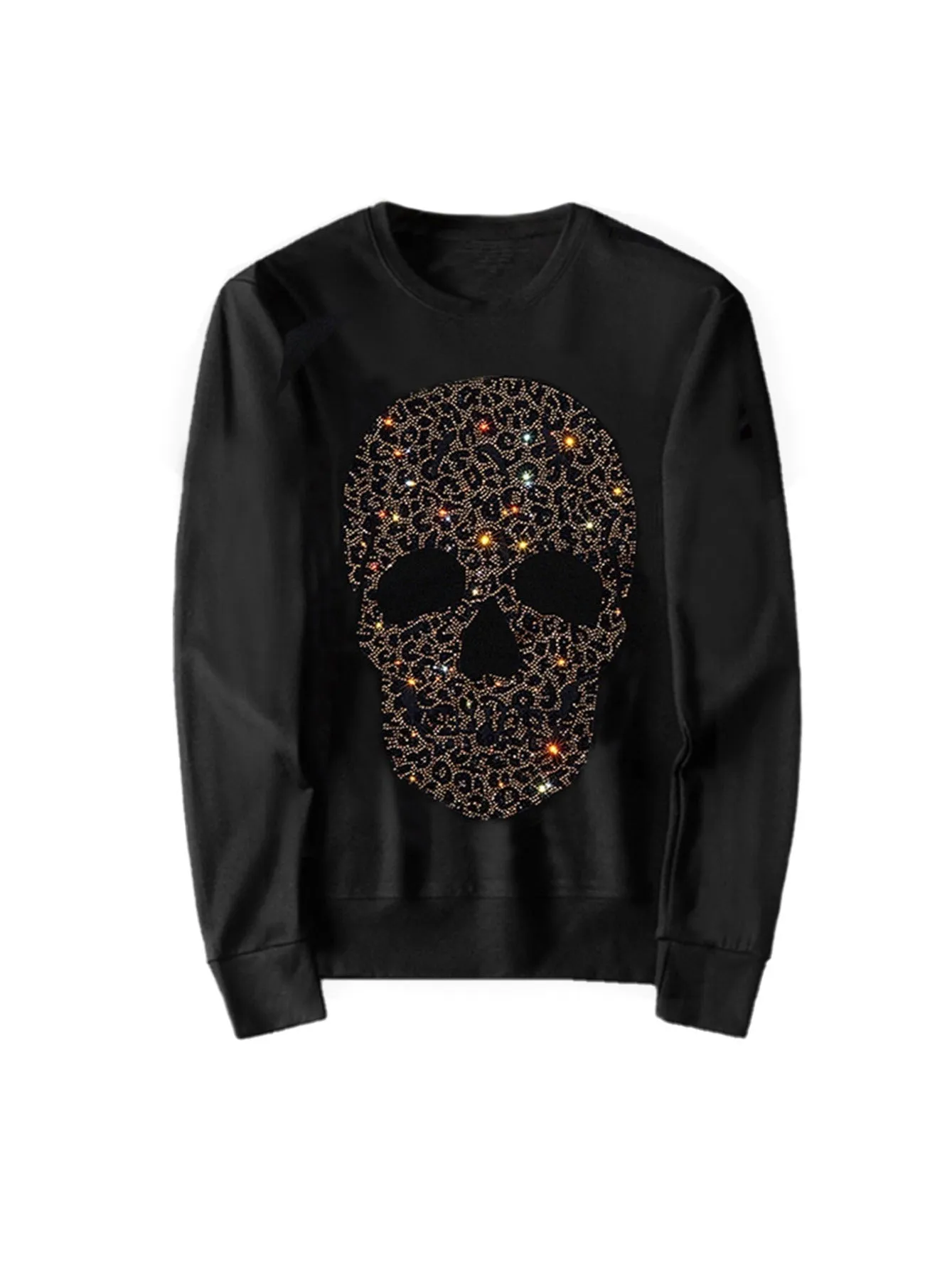 Men's Hip Hop Rhinestone Graphic Crewneck Pullover Sweatshirt