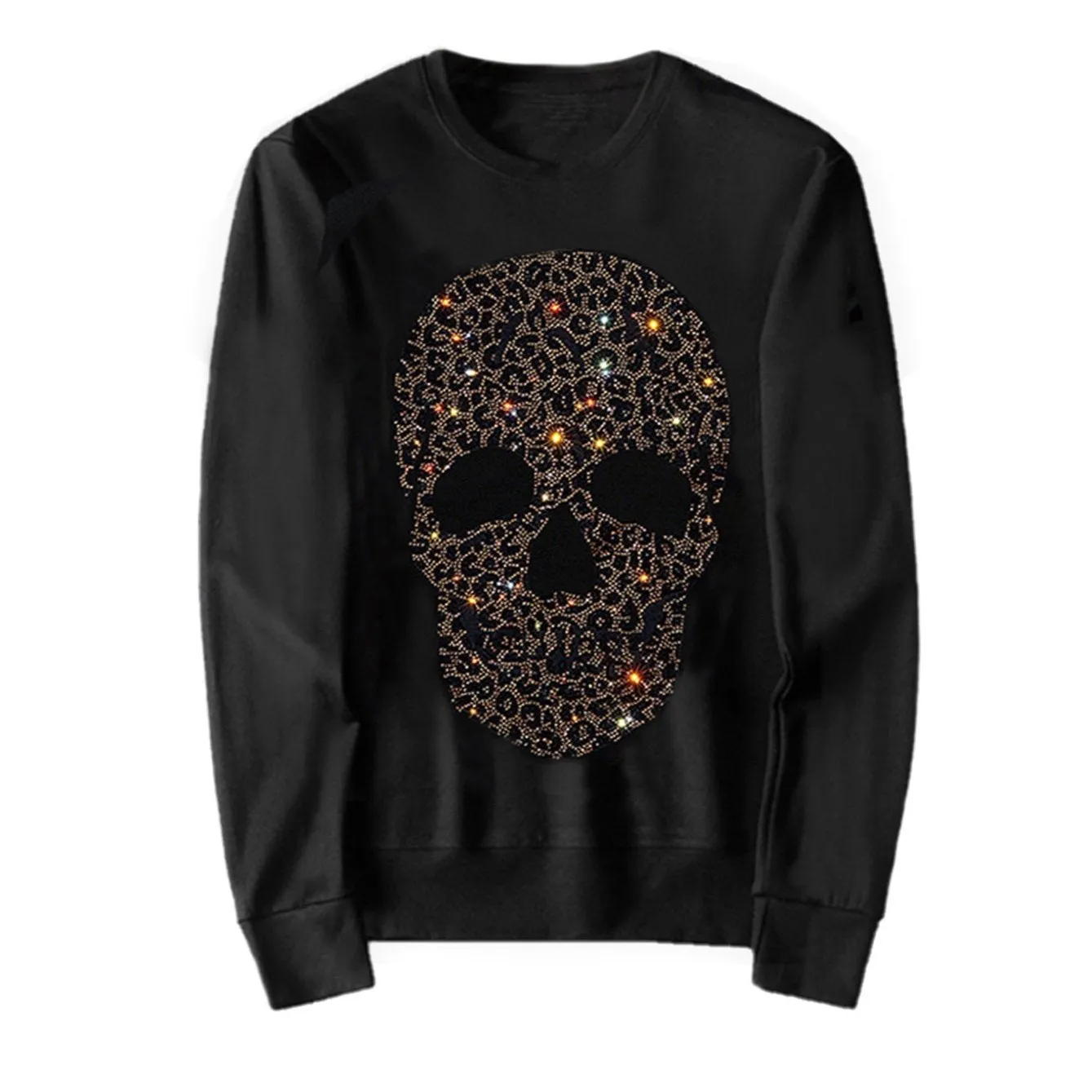 Men's Hip Hop Rhinestone Graphic Crewneck Pullover Sweatshirt