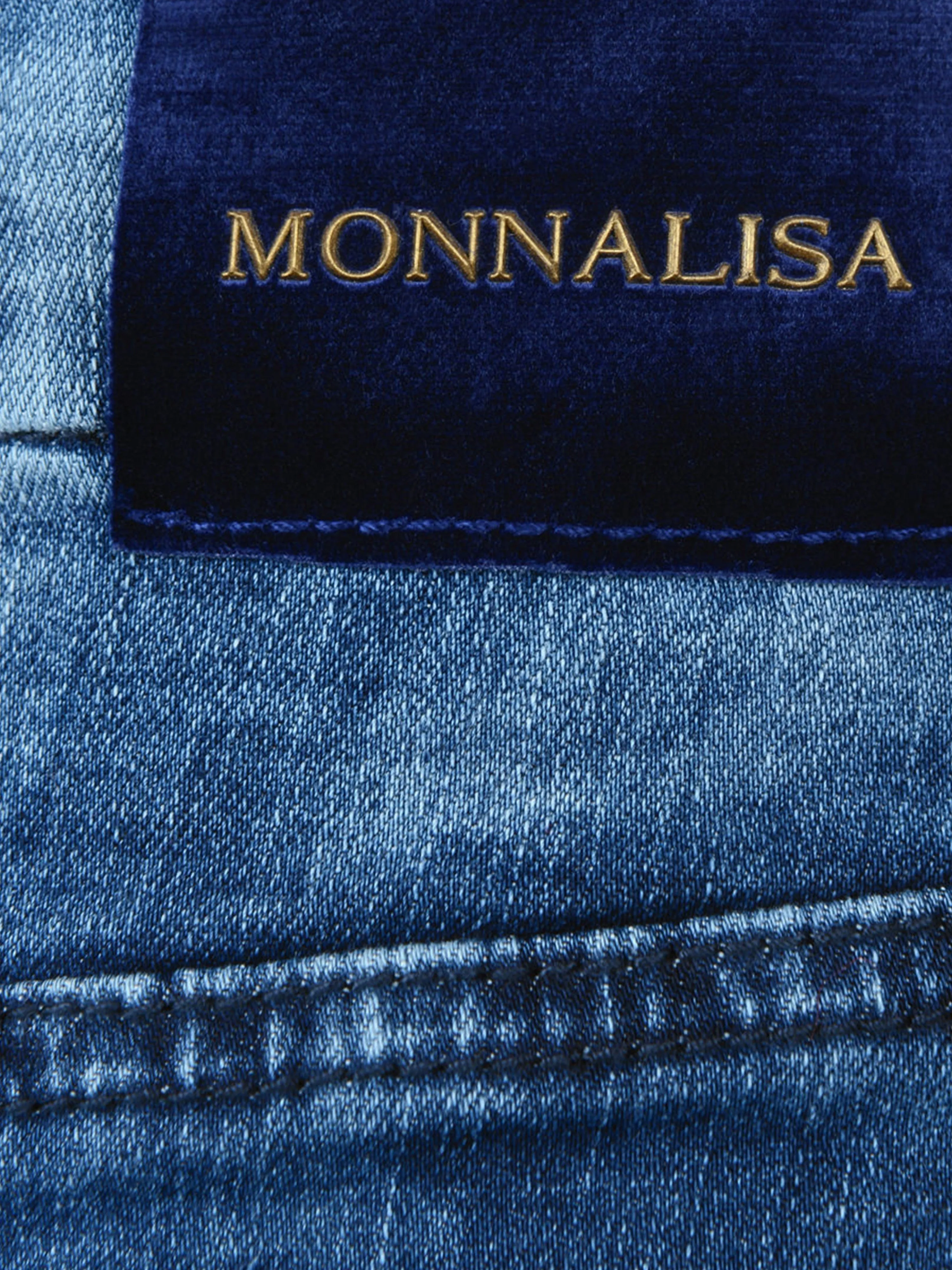 Monnalisa Denim & Tulle Rose Skirt