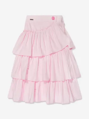 Monnalisa Girls Ruffled Long Skirt in Pink