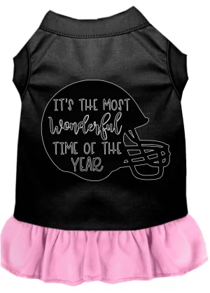 Most Wonderful Time Of The Year (football) Screen Print Dog Dress Black With Light Pink Xs