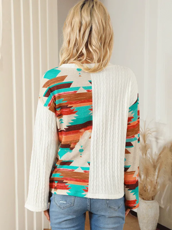 Patch Textured Knit Sweater