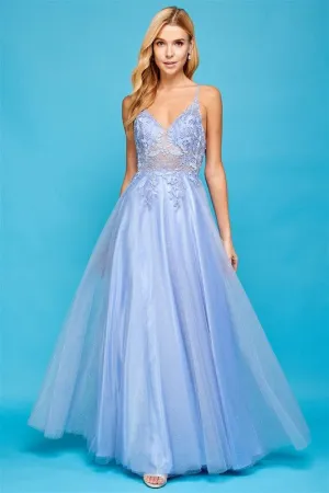 Periwinkle Sling Tulle And Lace Evening Dress