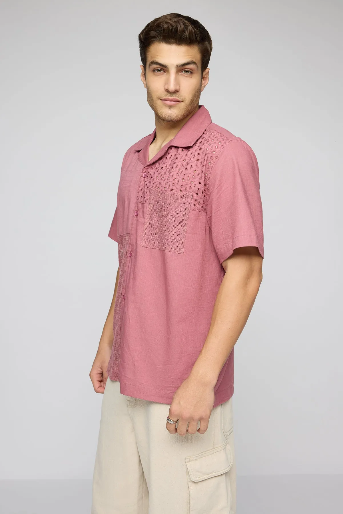 Pink Prism Dynamic Men's Cutwork Shirt