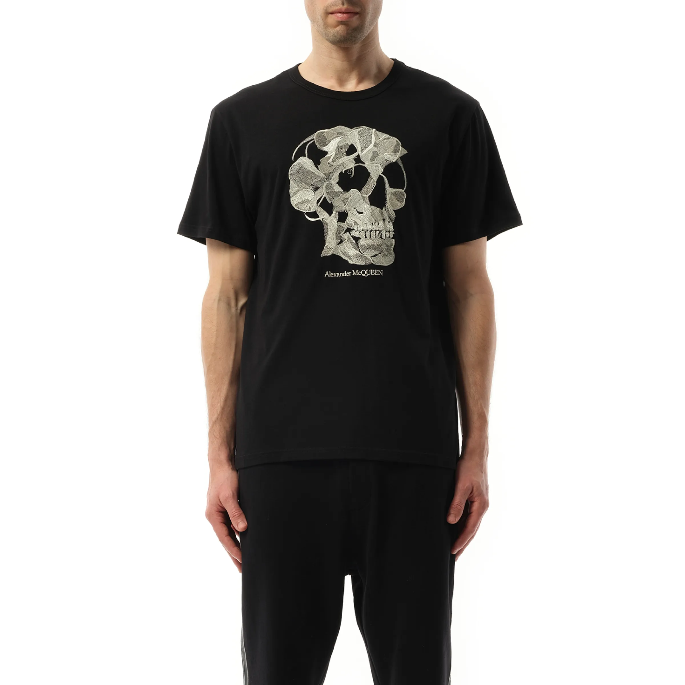 Pressed Skull Print T-Shirt in Black