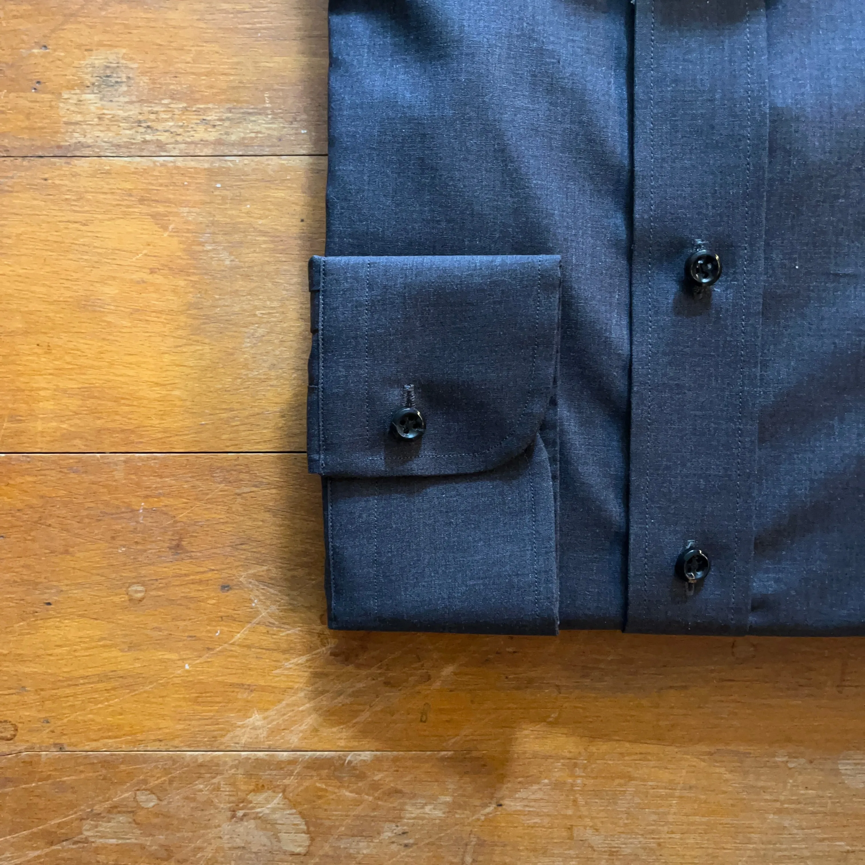 Regent  - 'Mullet' Shirt - Charcoal Cotton Twill