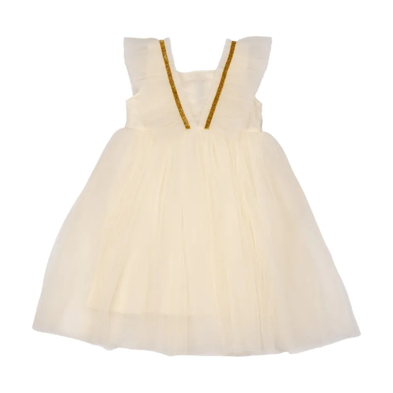 Rock Your Kid Cream Butterfly Tulle Dress