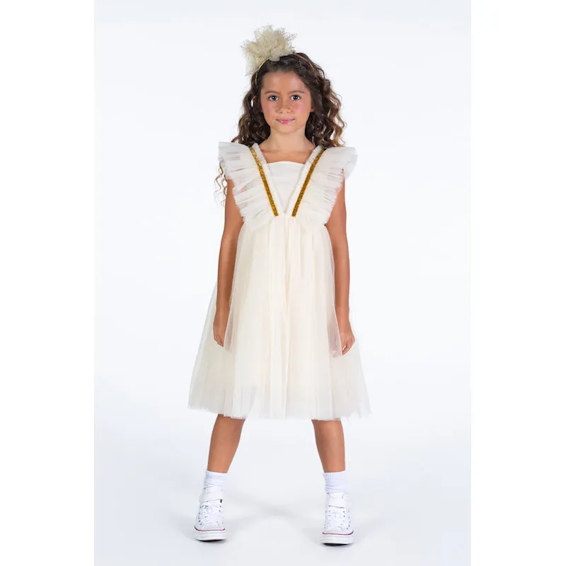 Rock Your Kid Cream Butterfly Tulle Dress