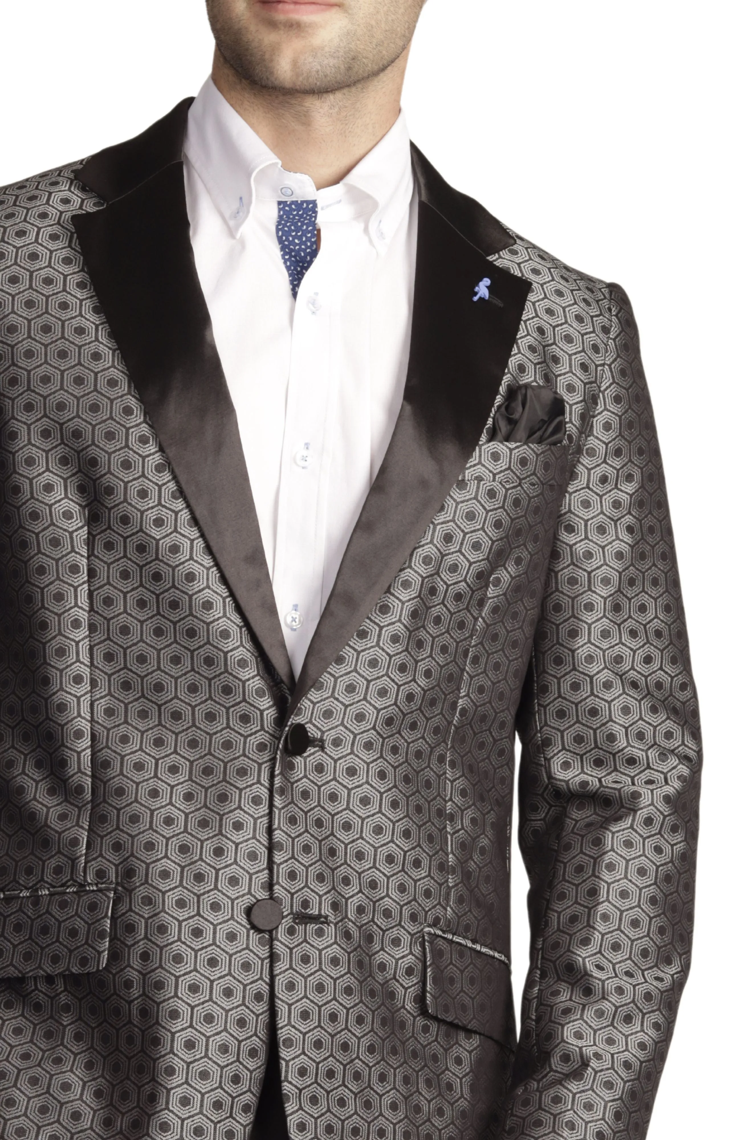 Silver Jacquard Geo Dinner Jacket