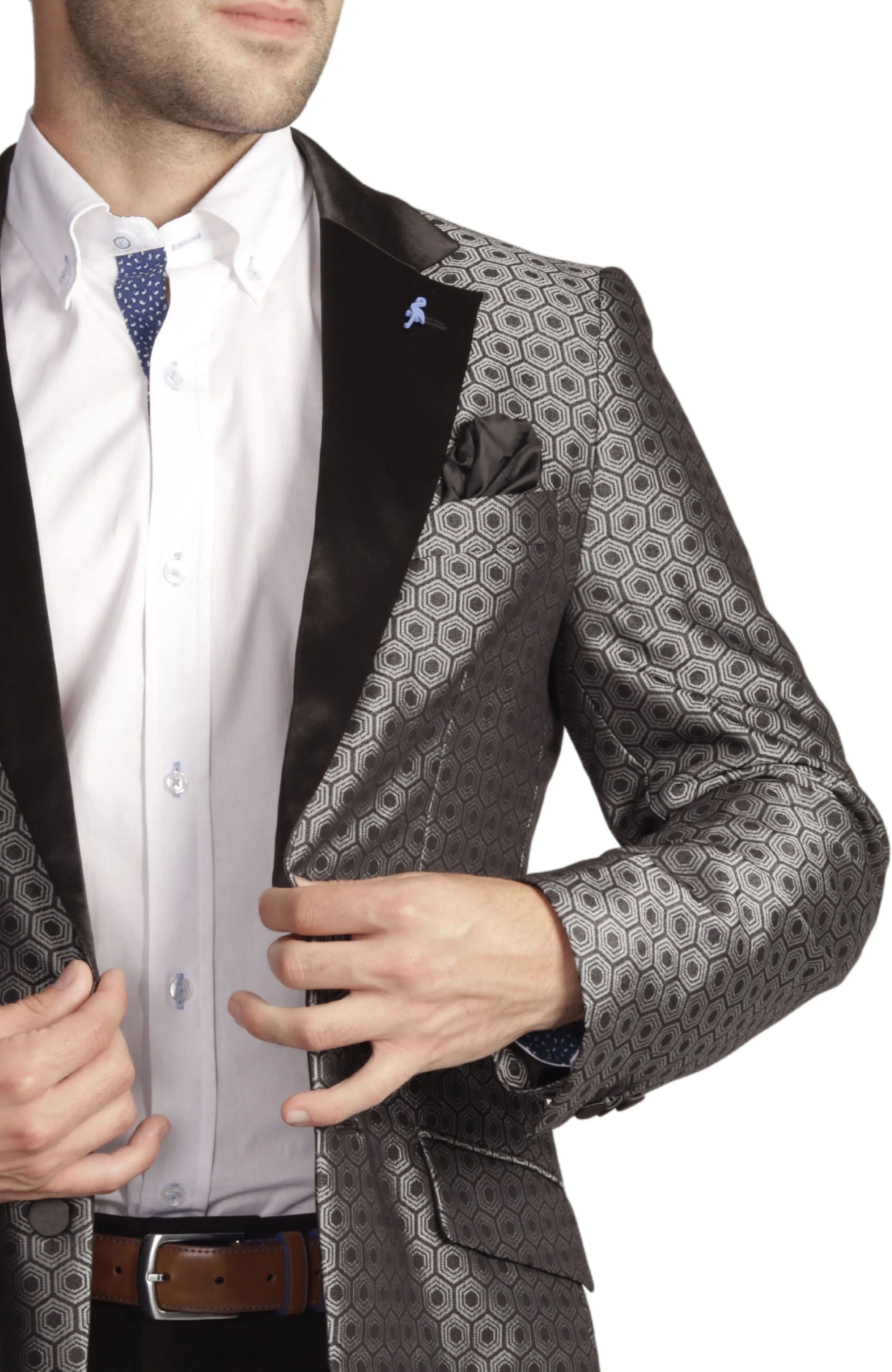 Silver Jacquard Geo Dinner Jacket