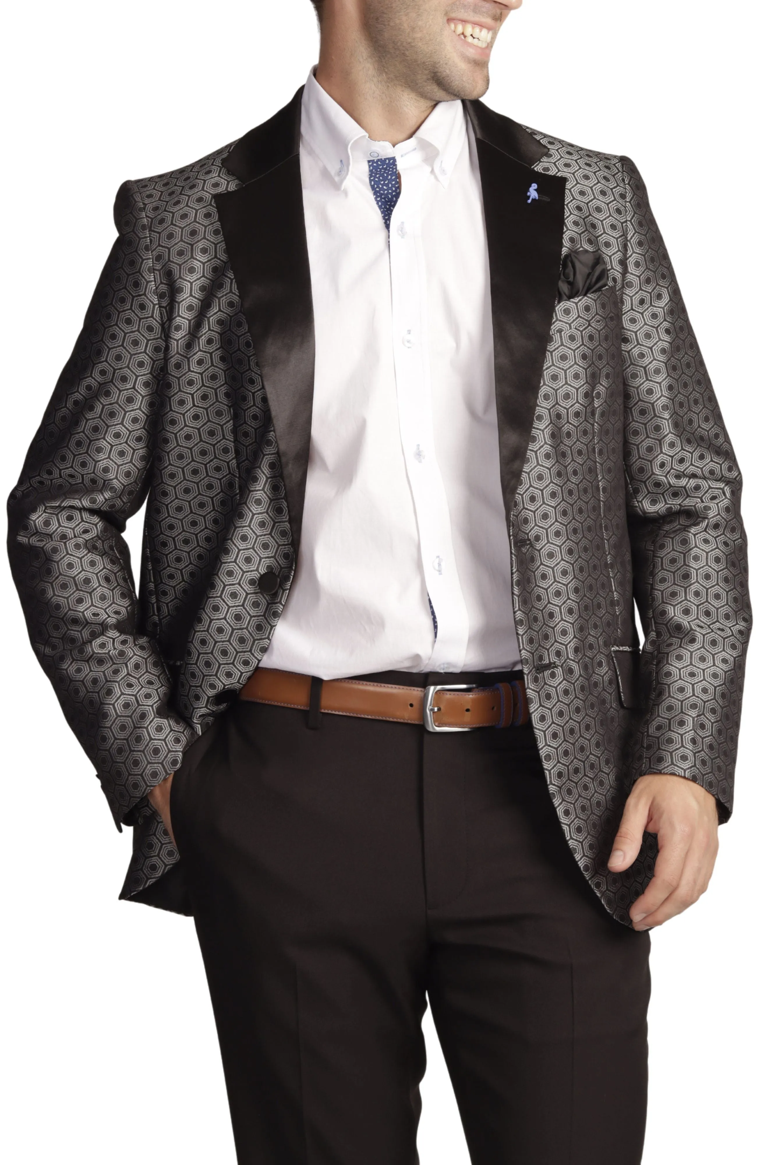 Silver Jacquard Geo Dinner Jacket