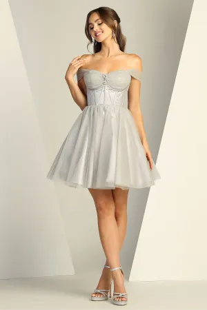 Silver One Shoulder Tight Prom Sweetheart Dress