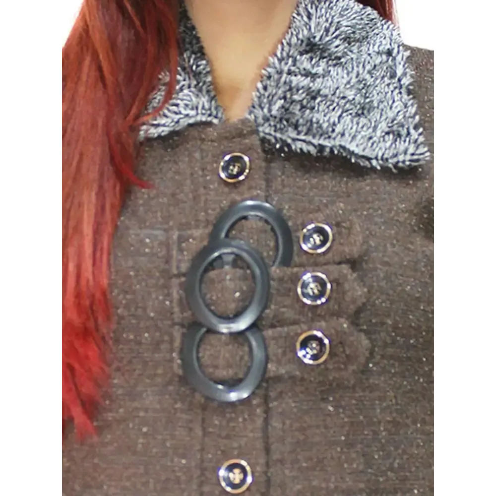 Stylish Brown Woolen Buttoned Cardigan For Women