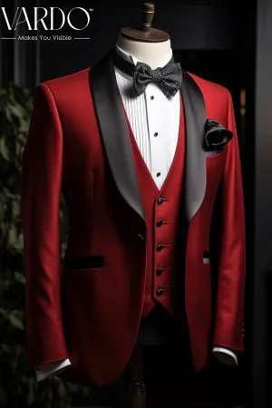 Stylish Men's Red Tuxedo Suit