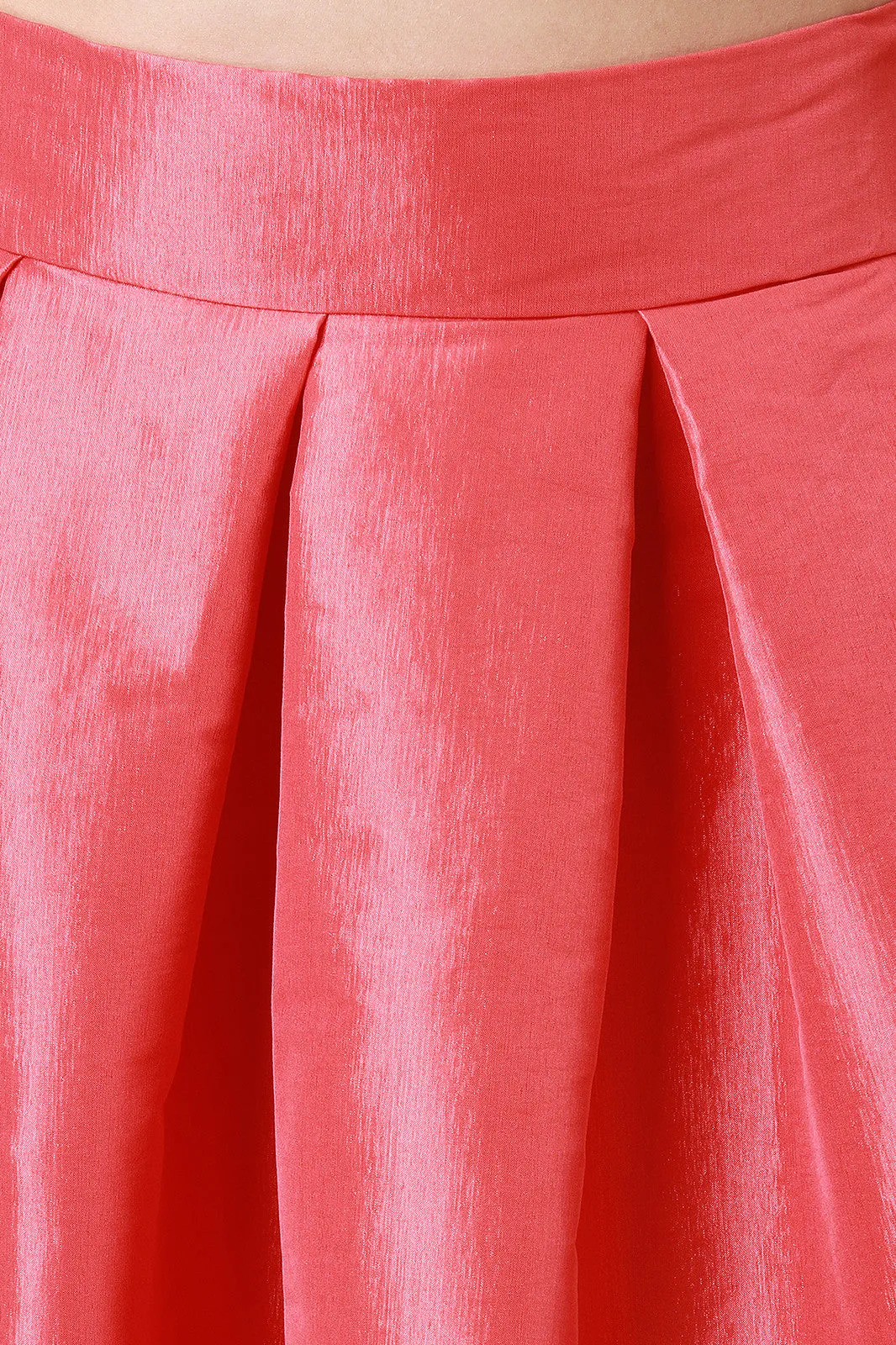 Taffeta Pleated Midi Skirt