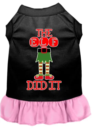 The Elf Did It Screen Print Dog Dress Black With Light Pink Xl