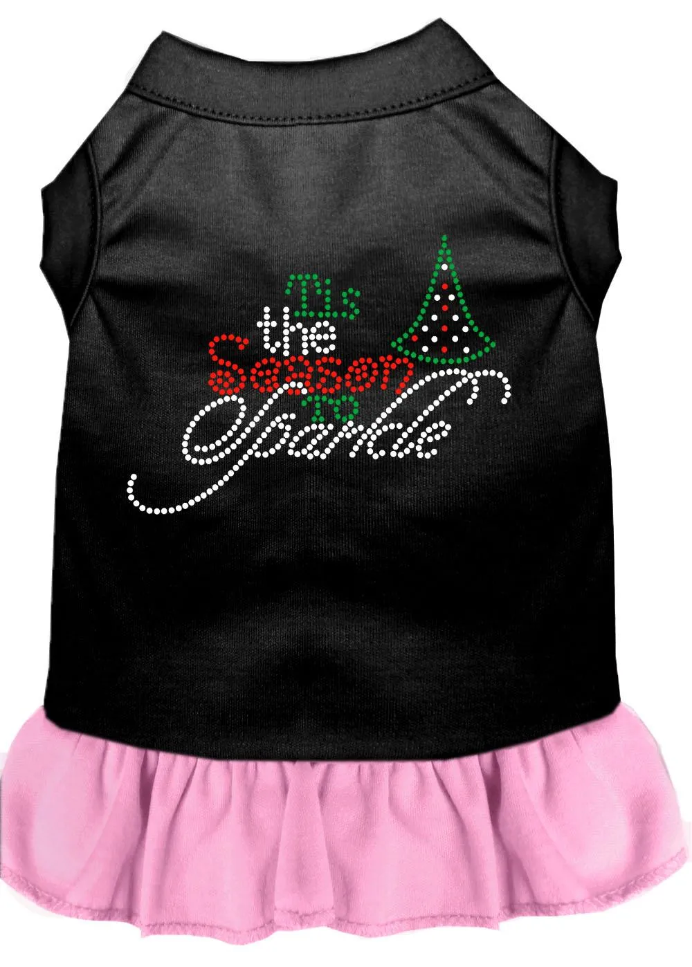 Tis The Season To Sparkle Rhinestone Dog Dress Black With Light Pink Xxl (18)