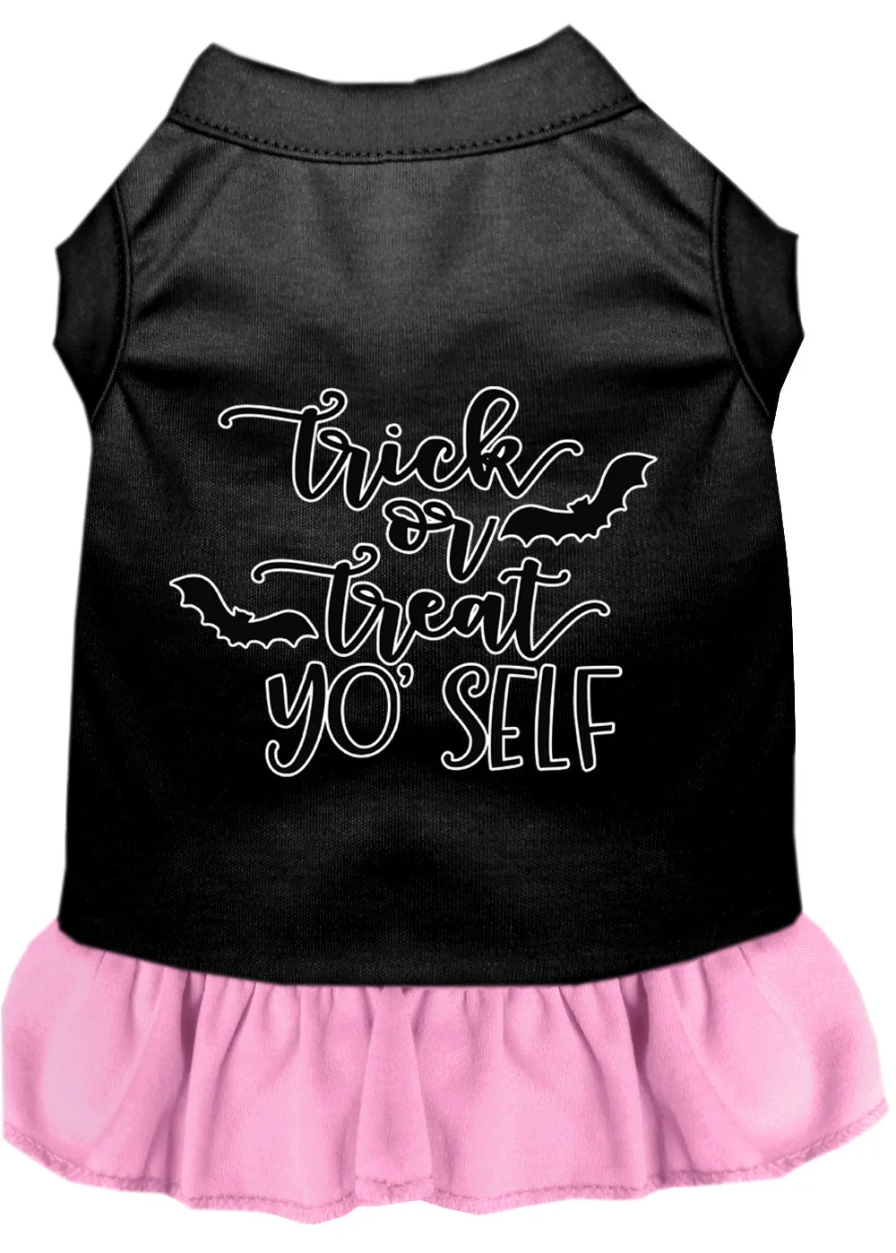 Trick Or Treat Yo' Self Screen Print Dog Dress Black With Light Pink Xs