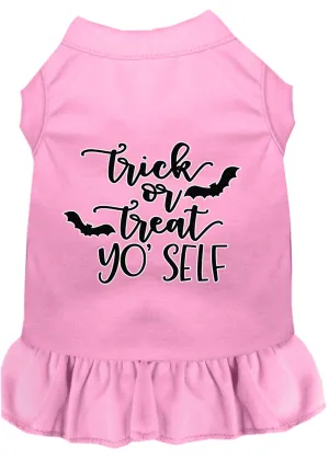 Trick Or Treat Yo' Self Screen Print Dog Dress Light Pink Xl