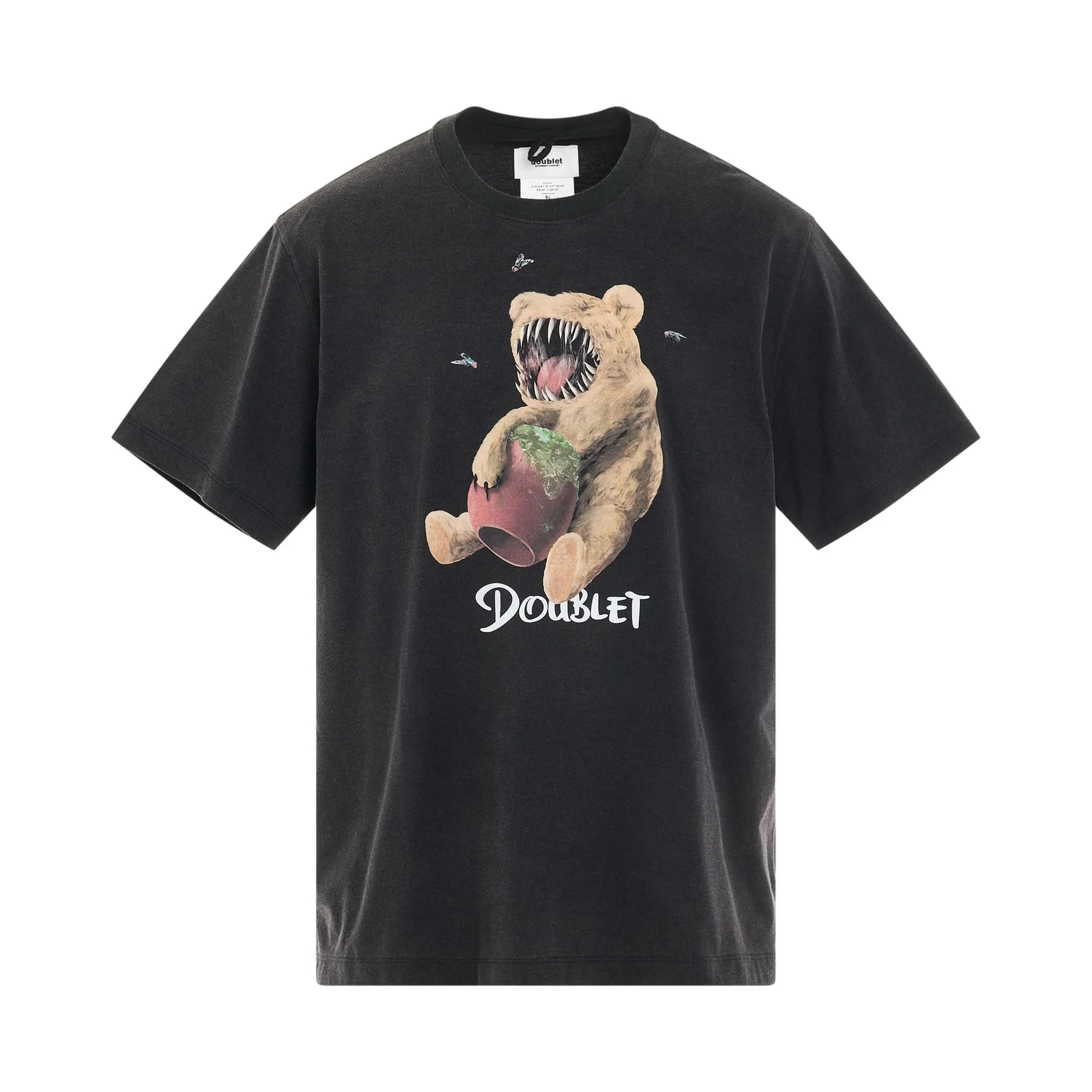 Violent Stuff Bear Print T-Shirt in Black