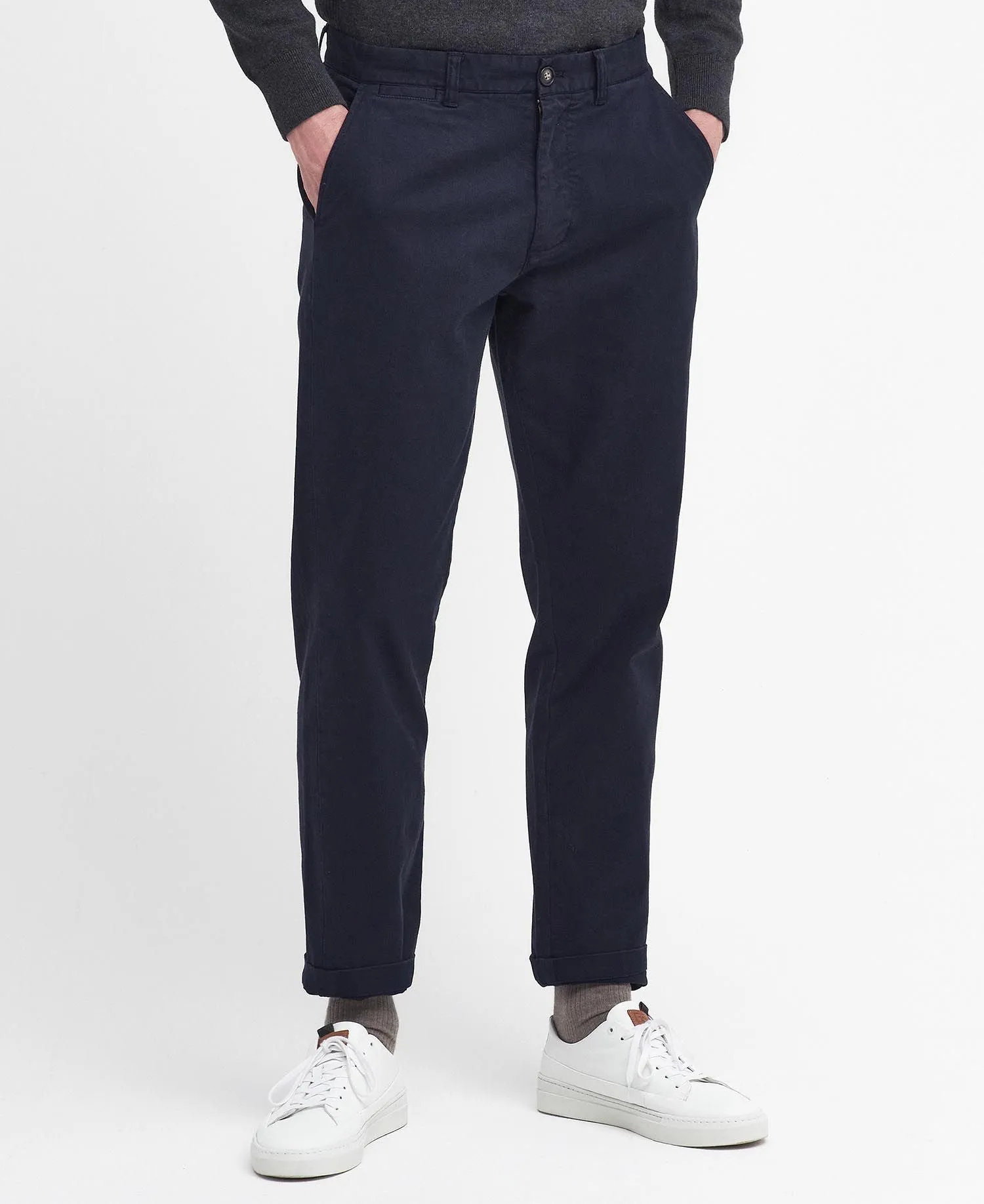 Washed Stretch Twill Tailored Fit Trouser - Dark Navy