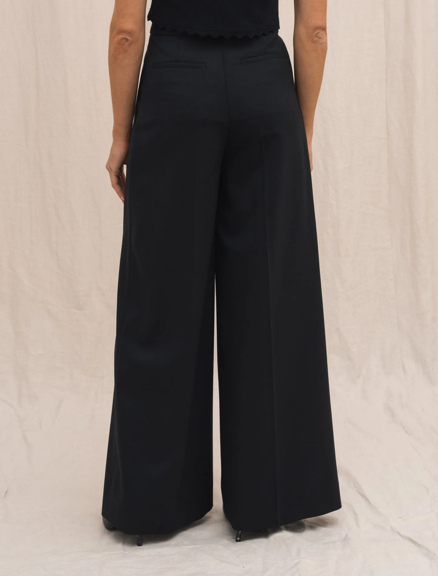 Wide Tuxedo Trousers Black