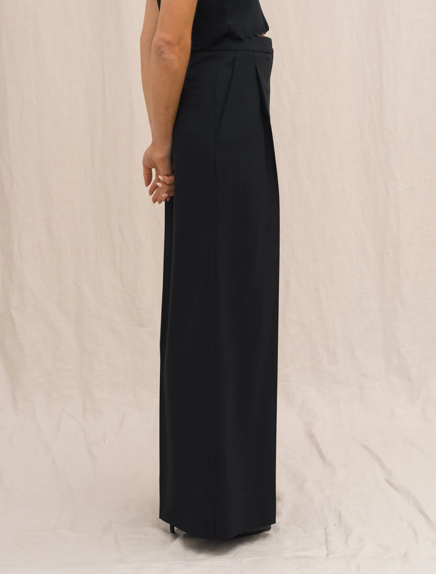 Wide Tuxedo Trousers Black