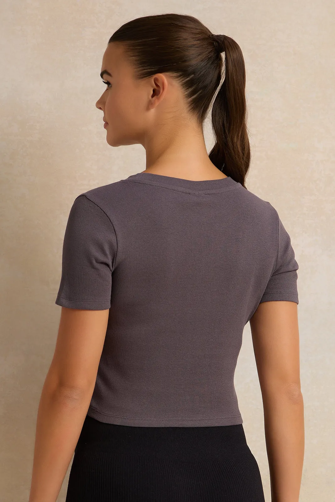 Women Grey Basic Active T-Shirt