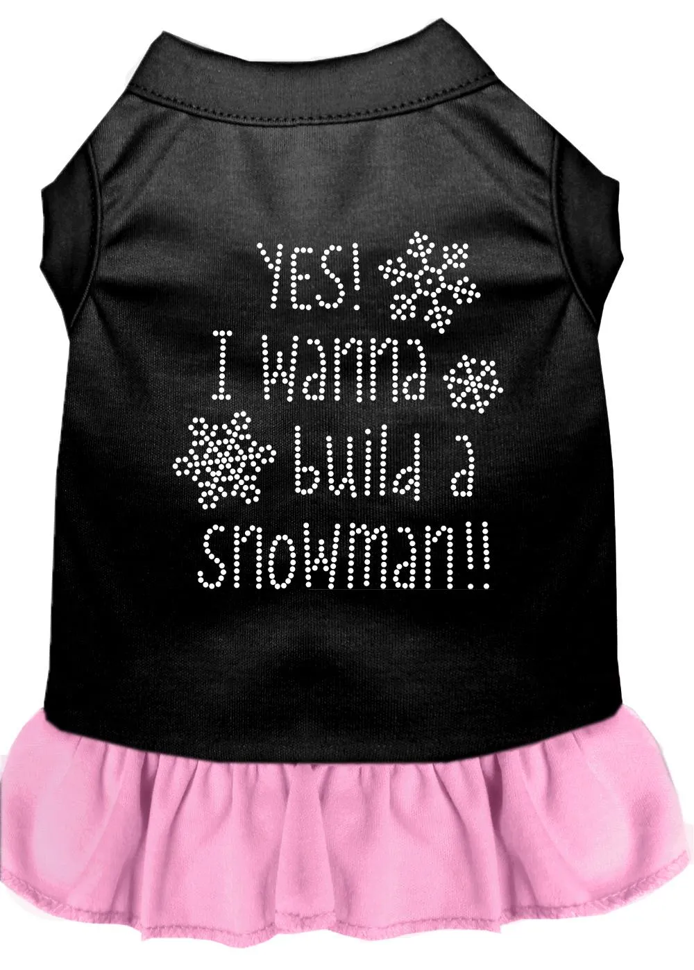 Yes! I Want To Build A Snowman Rhinestone Dog Dress Black With Light Pink Med (12)